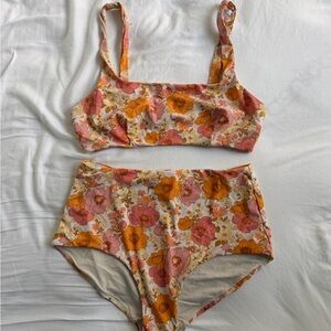 & Other Stories Floral Bikini Set in Orange and Pink